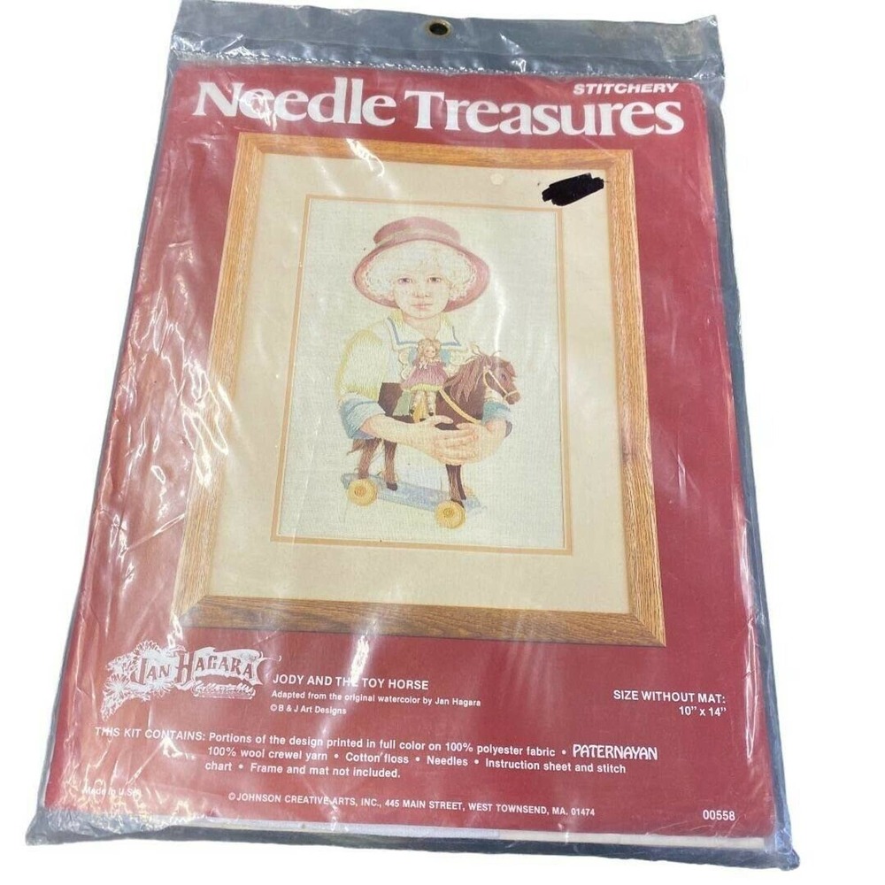 Vintage Needle Treasures "Jody and The Toy Horse" by Jan Hagara Crewel Kit